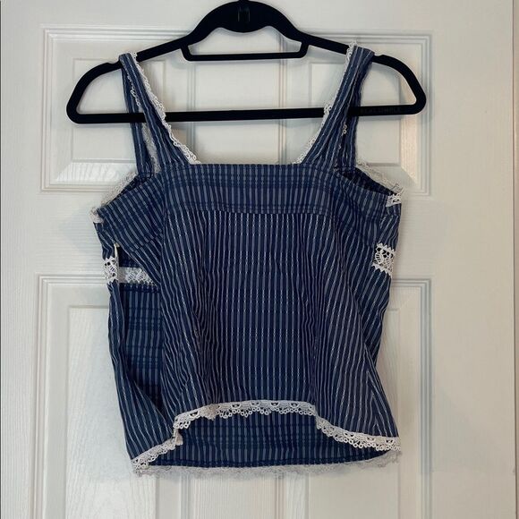 Mosaic Blue Striped Women's Top Small - Picture 5 of 5